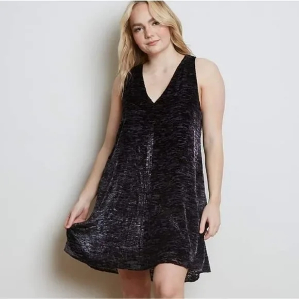 Wilfred Free Devore Burnout Silk Velvet Dress A Line Sleeveless V Neck Goth